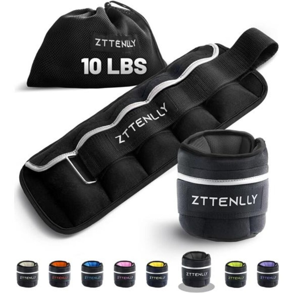 Adjustable Ankle Weights 10LBS Pair (5lbs each) with Carry Bag - Breathable